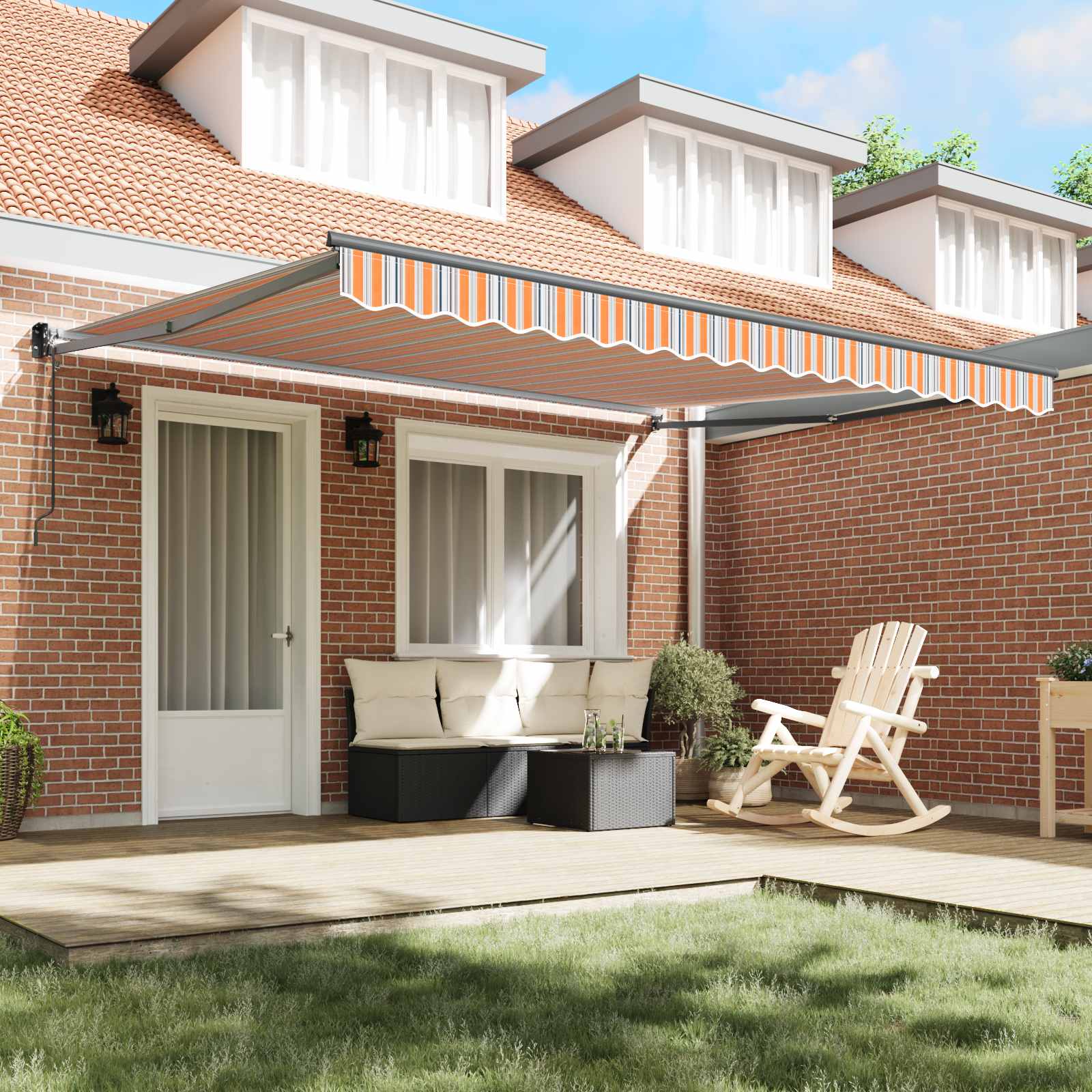 Tenda retrattile Multicolore 400 × 300 cm Poliestere e Metallo | homemem39