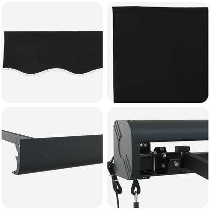 Tenda da Sole Nero 400 x 300 x 165 cm Poliestere e Alluminio