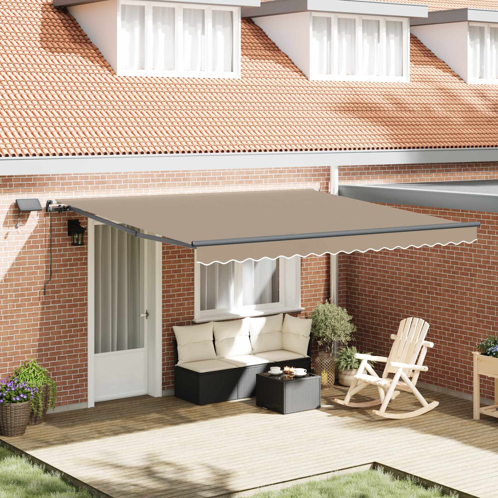 Tenda retrattile Beige 400 × 300 cm Tessuto e Alluminio | homemem39