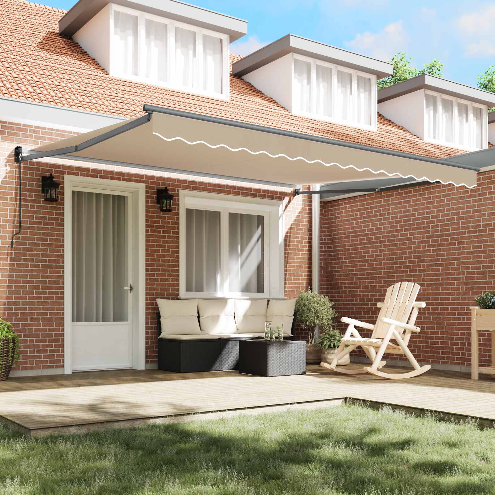 Tenda retrattile Beige 400 × 300 cm 100% Poliestere e Alluminio | homemem39