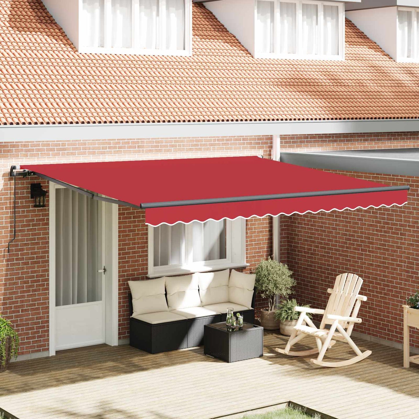 Tenda retrattile Rosso 400 × 300 cm Poliestere e Alluminio | homemem39