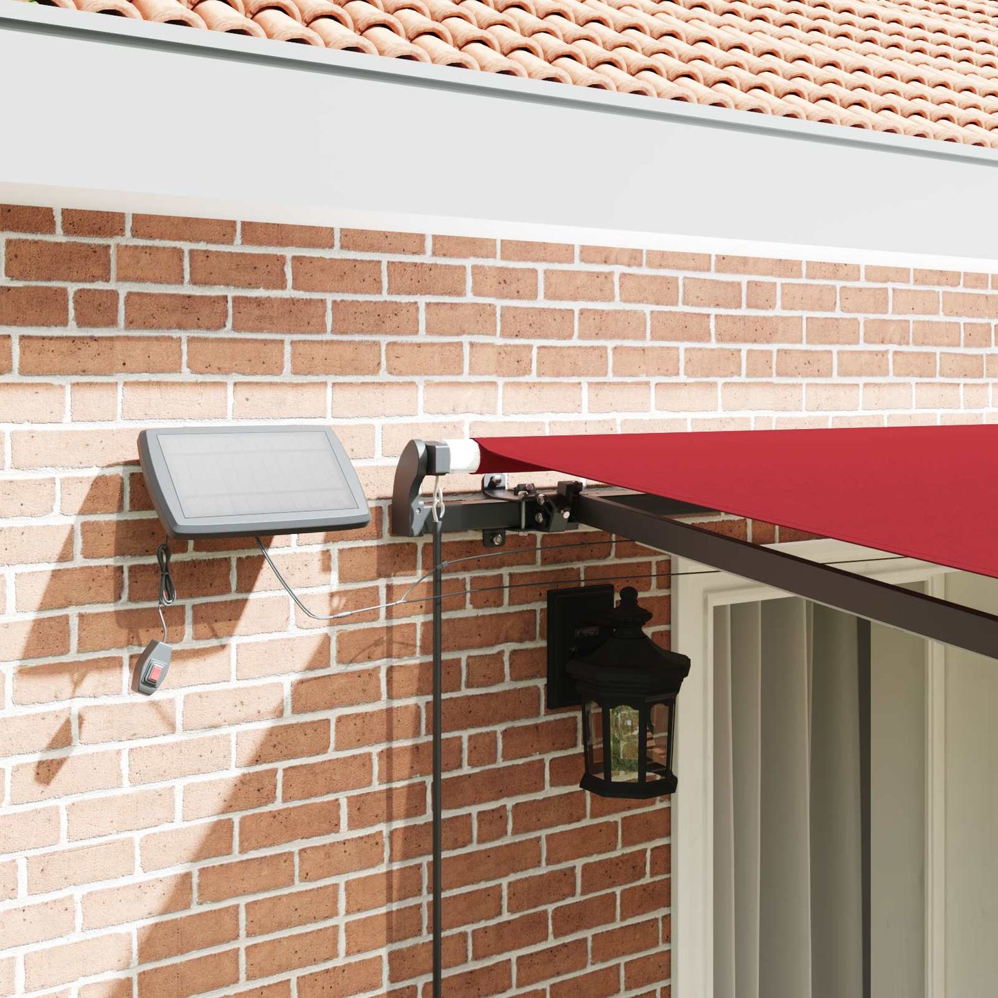 Tenda retrattile Rosso 400 × 300 cm Tessuto e Alluminio | homemem39