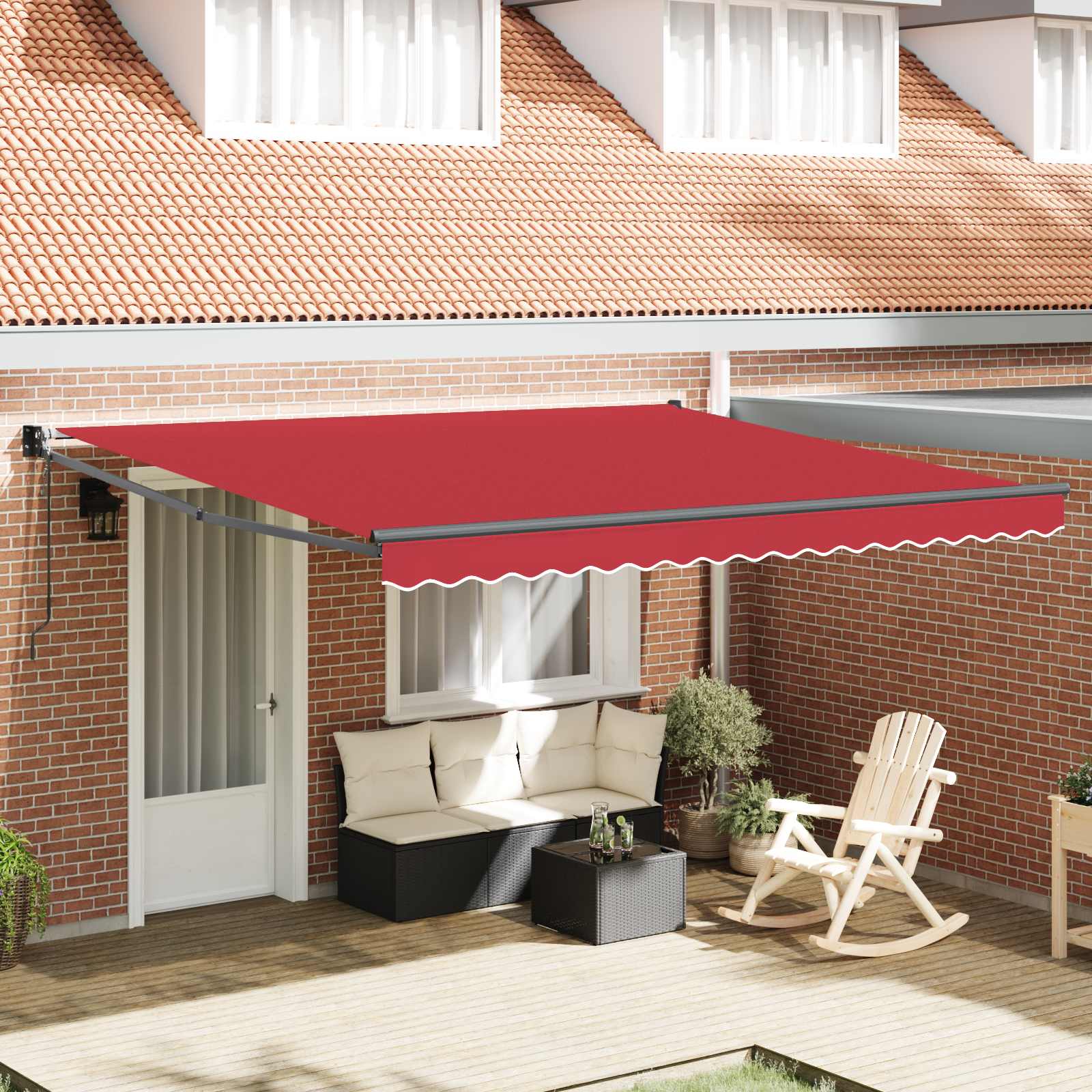Tenda retrattile Rosso 400 × 300 cm Poliestere e Metallo | homemem39