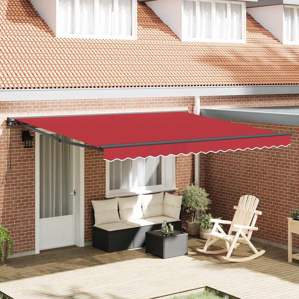 Tenda Retrattile Rosso 400 × 300 cm Poliestere e Metallo