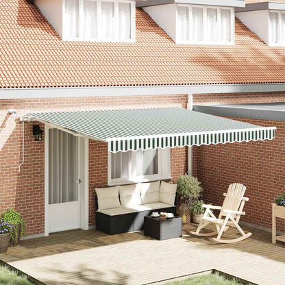 Tenda retrattile Verde e Bianco 400 × 300 cm Poliestere | homemem39