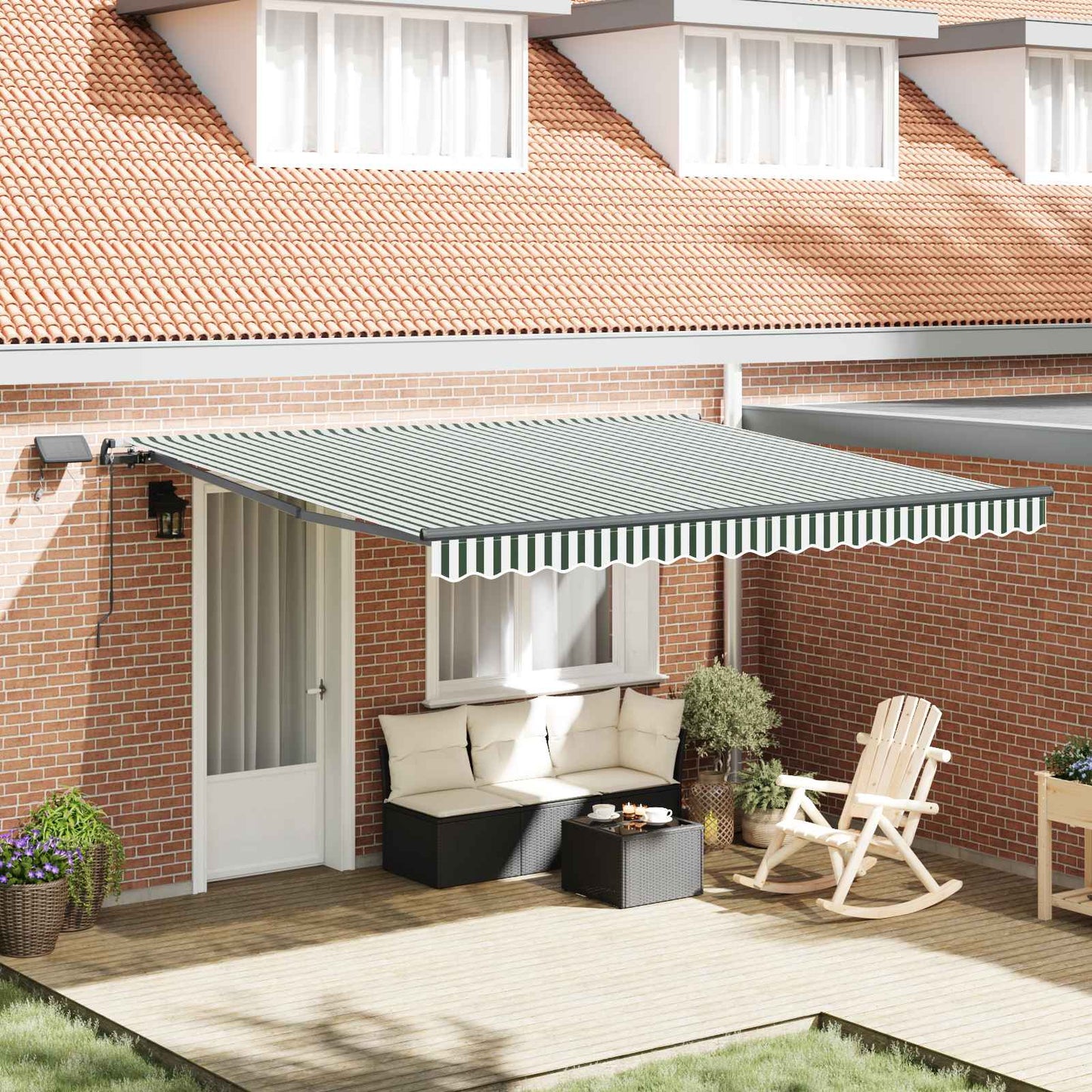 Tenda retrattile Verde e Bianco 400 × 300 cm | homemem39