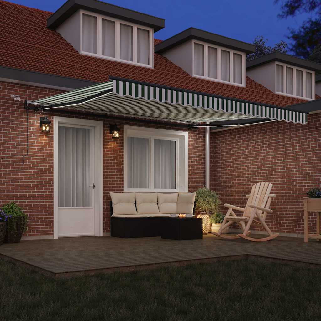 Tenda retrattile Verde e Bianco 400 × 300 cm Poliestere | homemem39