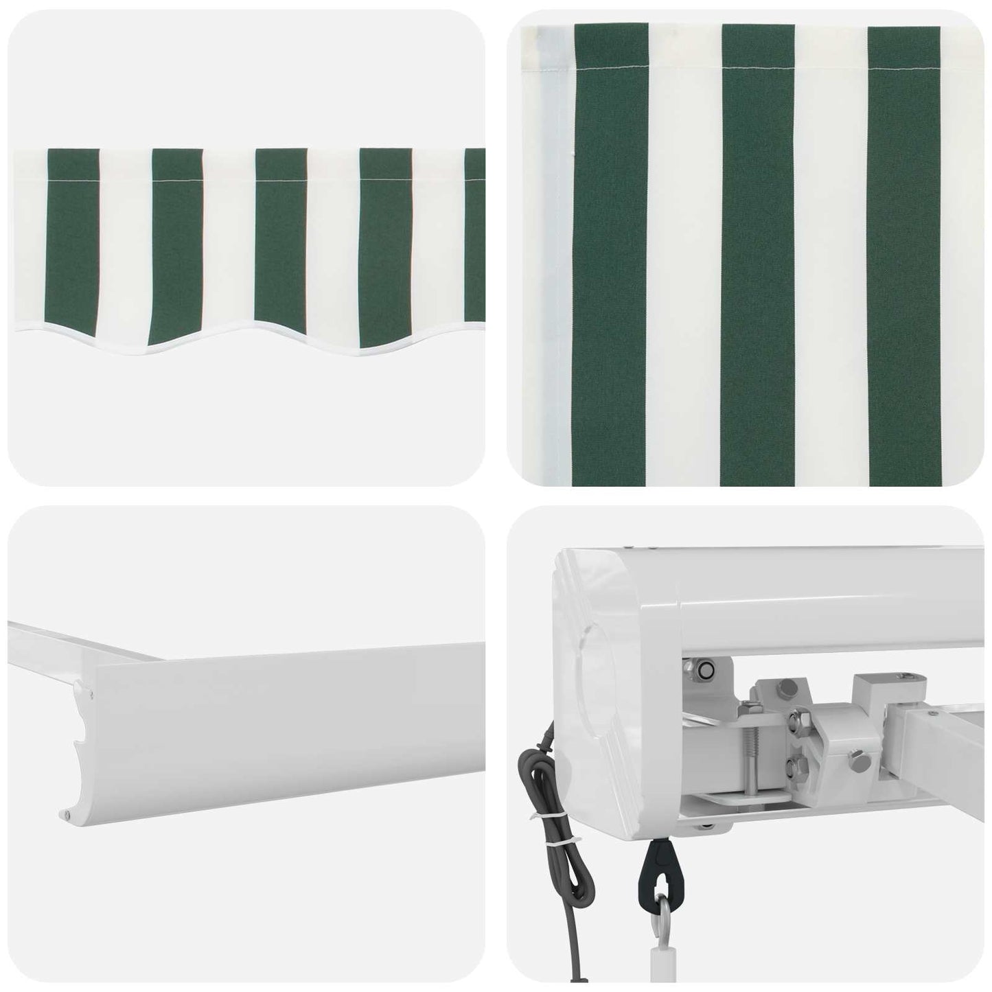 Tenda retrattile Verde e Bianco 400 × 300 cm Tessuto e Metallo | homemem39