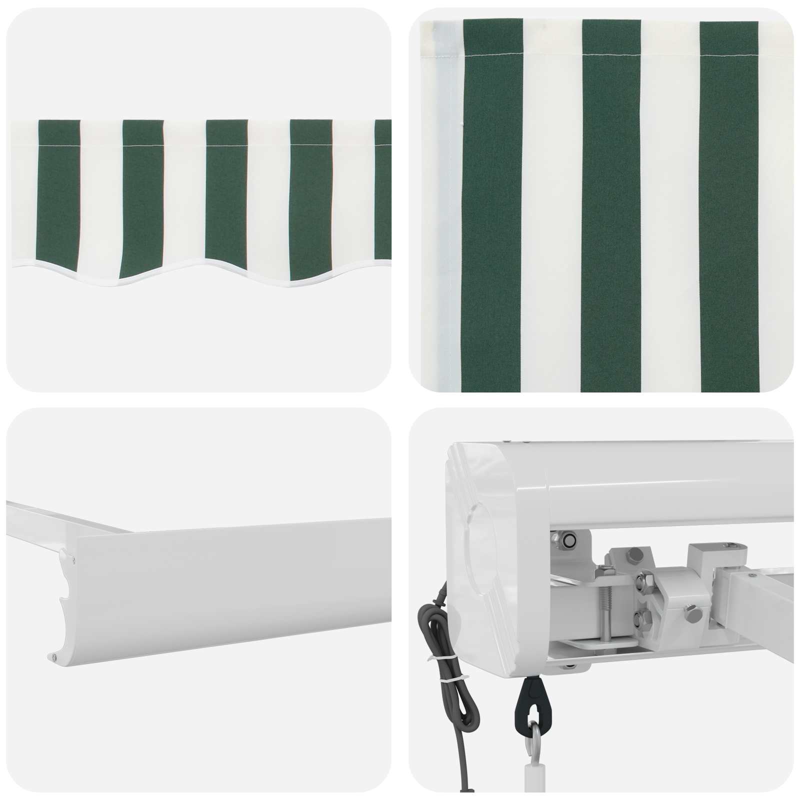 Tenda retrattile Verde e Bianco 400 × 300 cm Tessuto e Metallo | homemem39