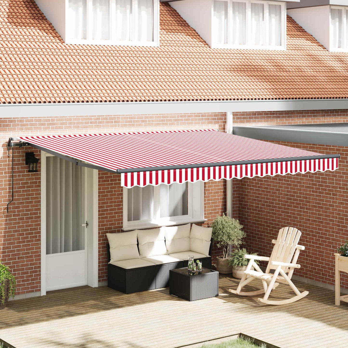 Tenda retrattile Rosso e Bianco 400 × 350 cm | homemem39