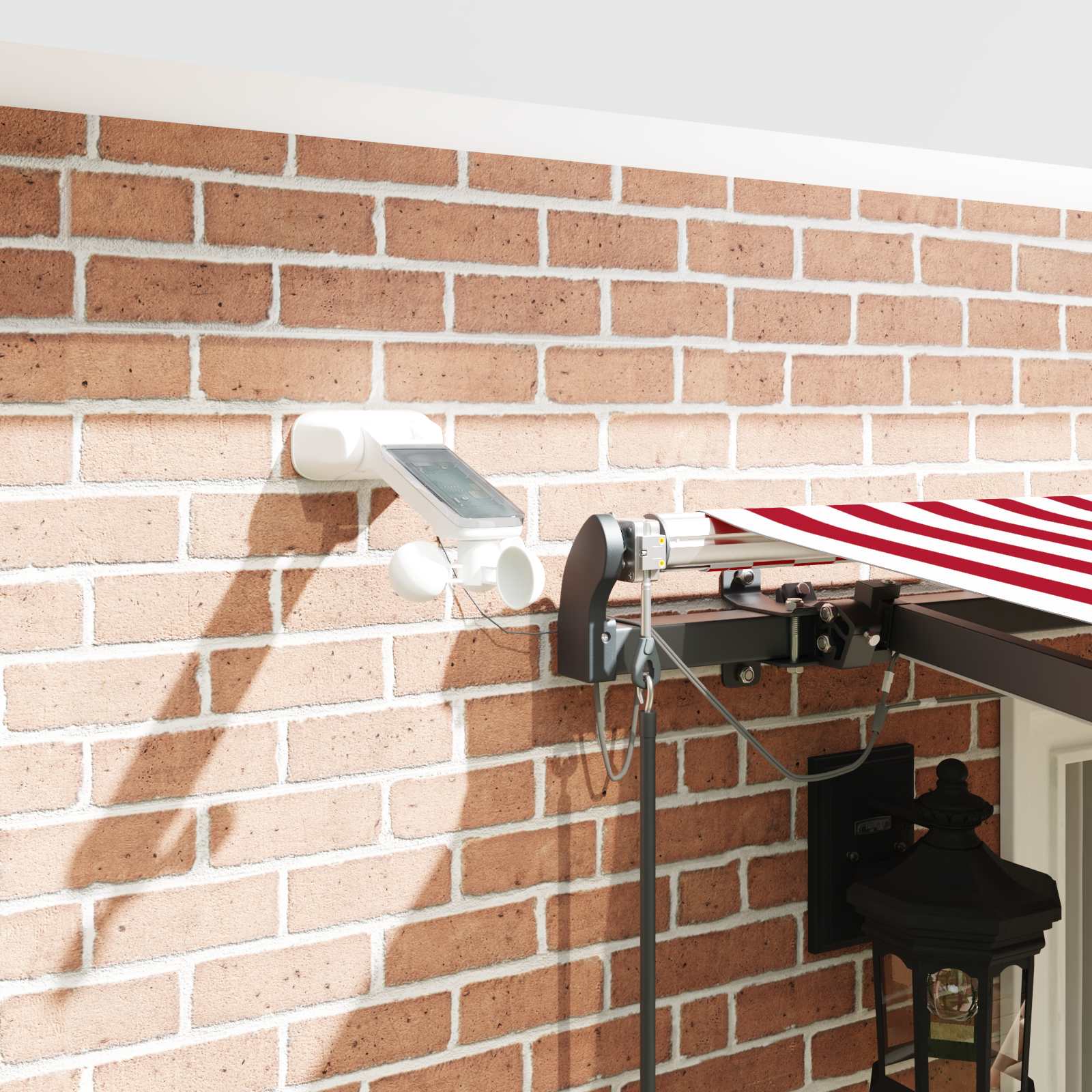 Tenda retrattile Rosso e Bianco 400 × 350 cm Poliestere | homemem39