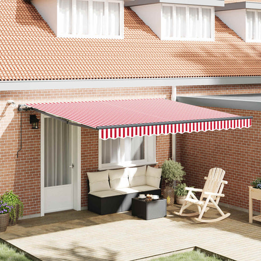 Tenda retrattile Rosso e Bianco 400 × 350 cm Poliestere | homemem39
