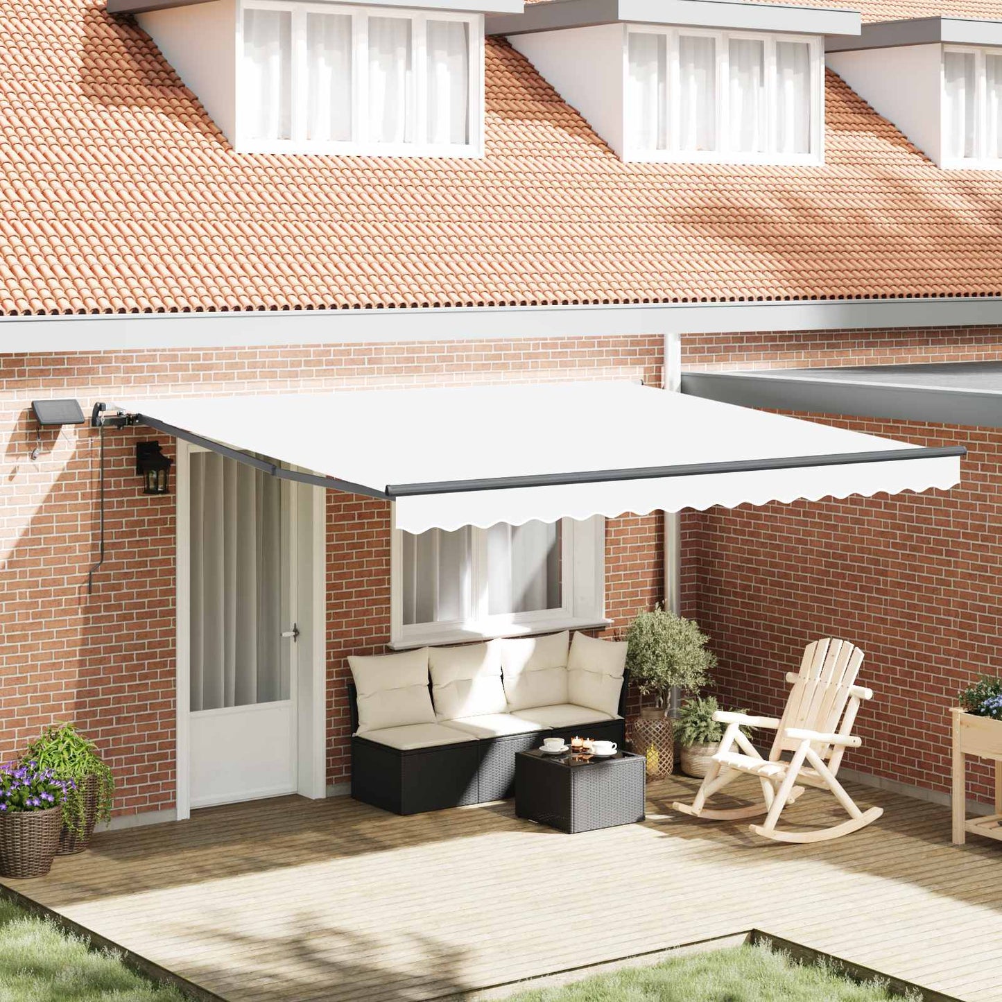 Tenda retrattile Bianco 400 × 350 cm Tessuto e Alluminio | homemem39