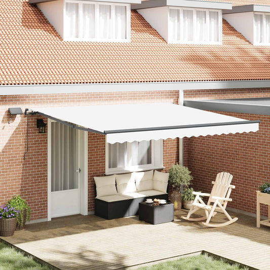 Tenda retrattile Bianco 400 × 350 cm Tessuto e Alluminio | homemem39
