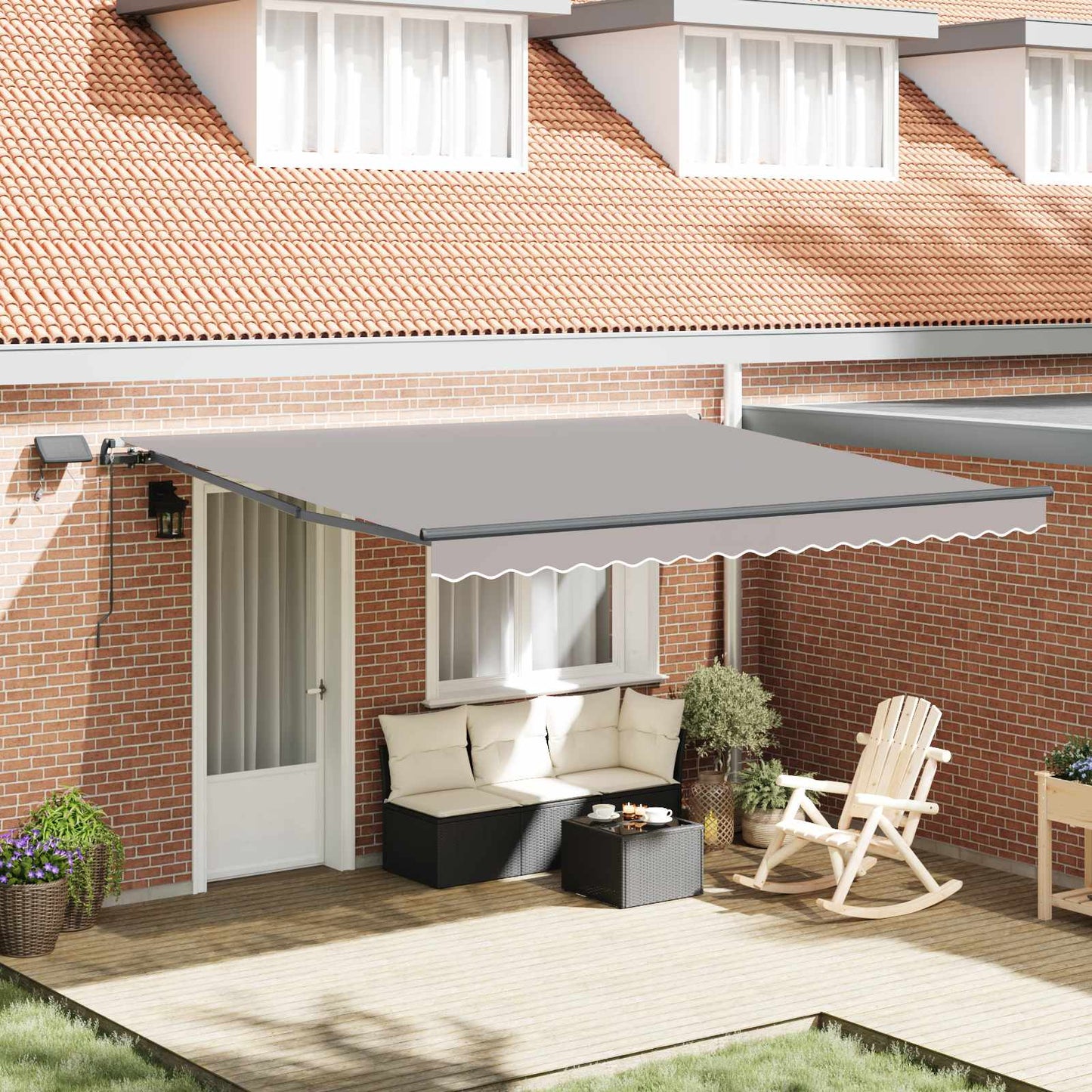 Tenda retrattile Grigio Chiaro 400 × 350 cm Tessuto e Alluminio | homemem39