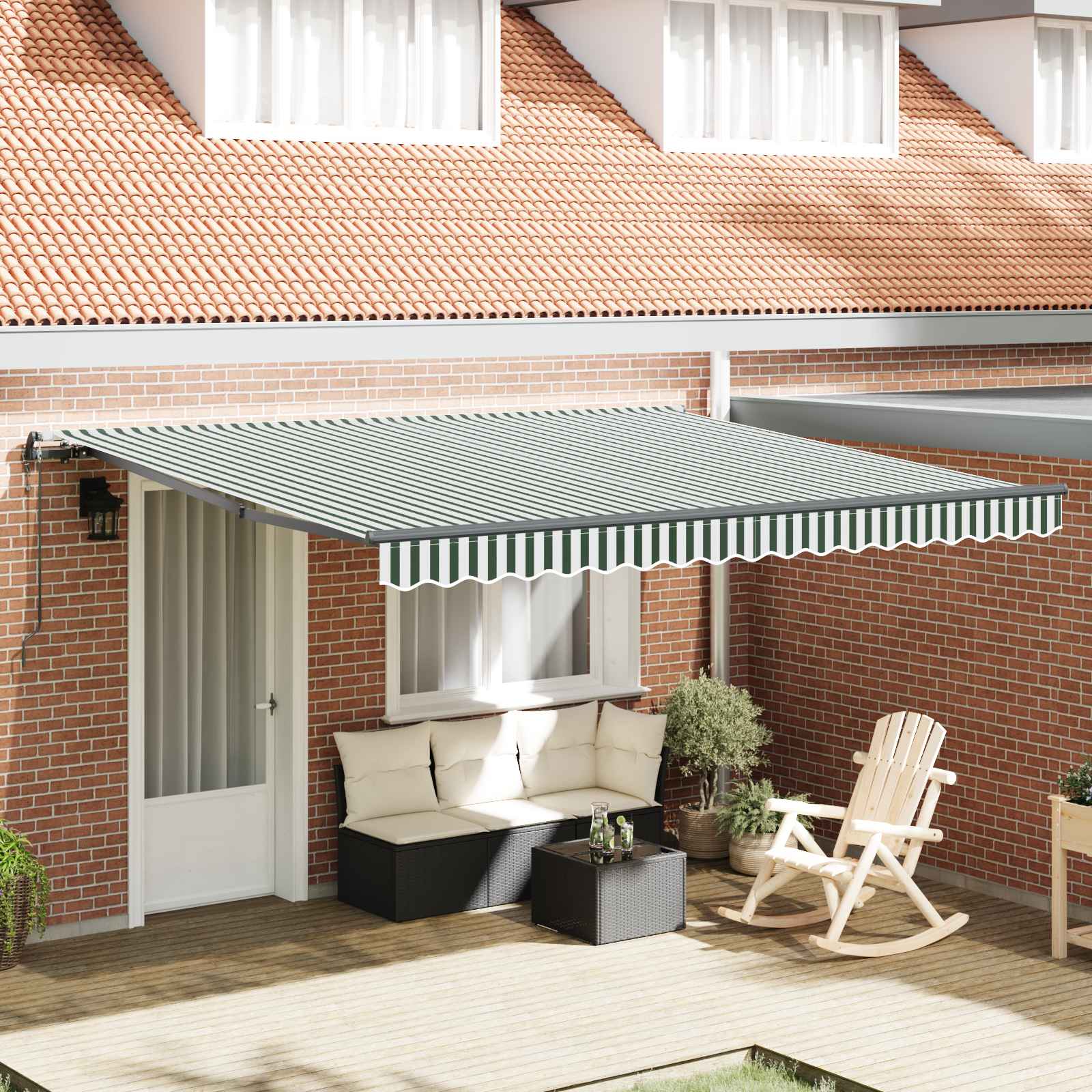 Tenda Retrattile Verde e Bianco 400 × 350 cm | homemem39