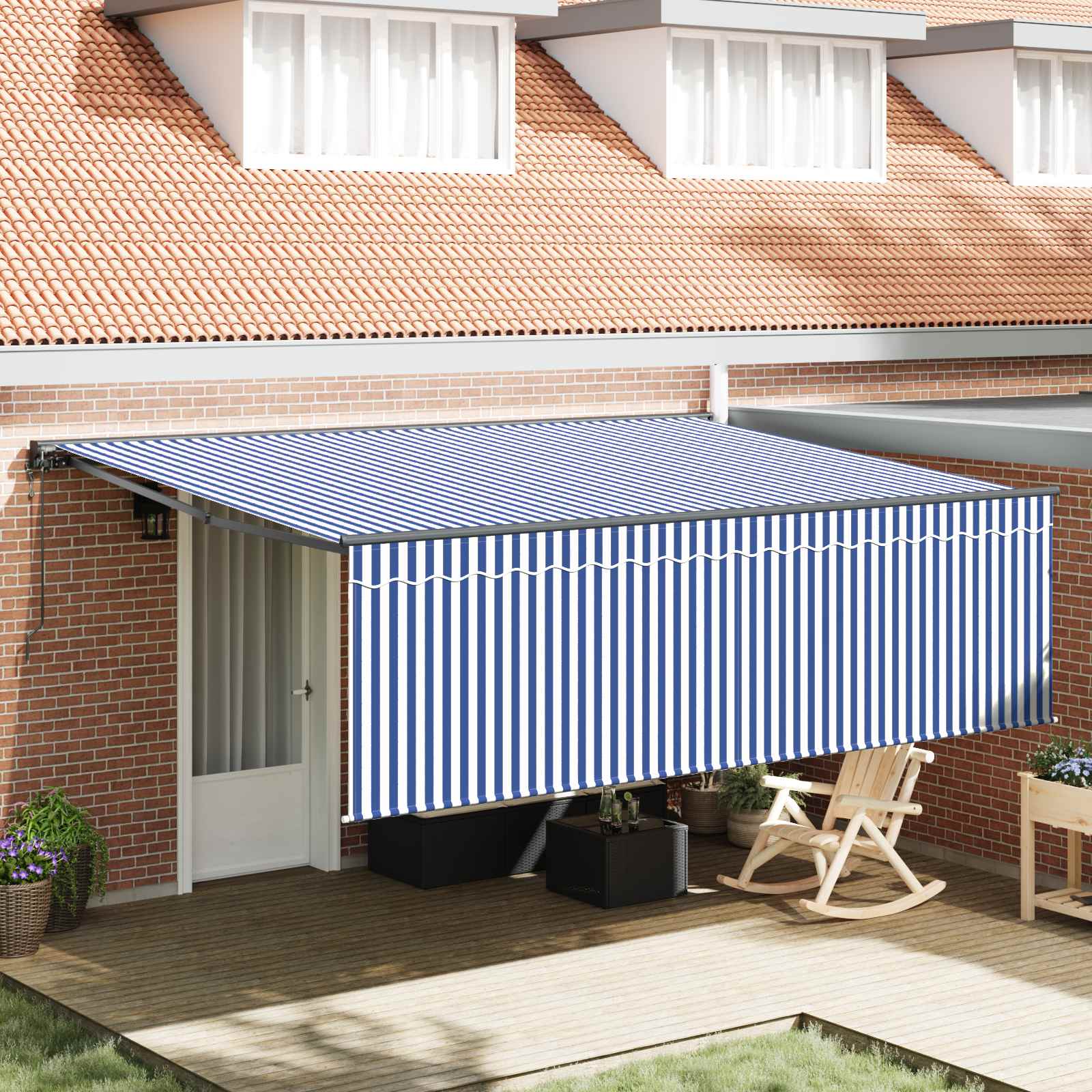 Tenda Retrattile Blu e Bianco 400 × 300 cm | homemem39