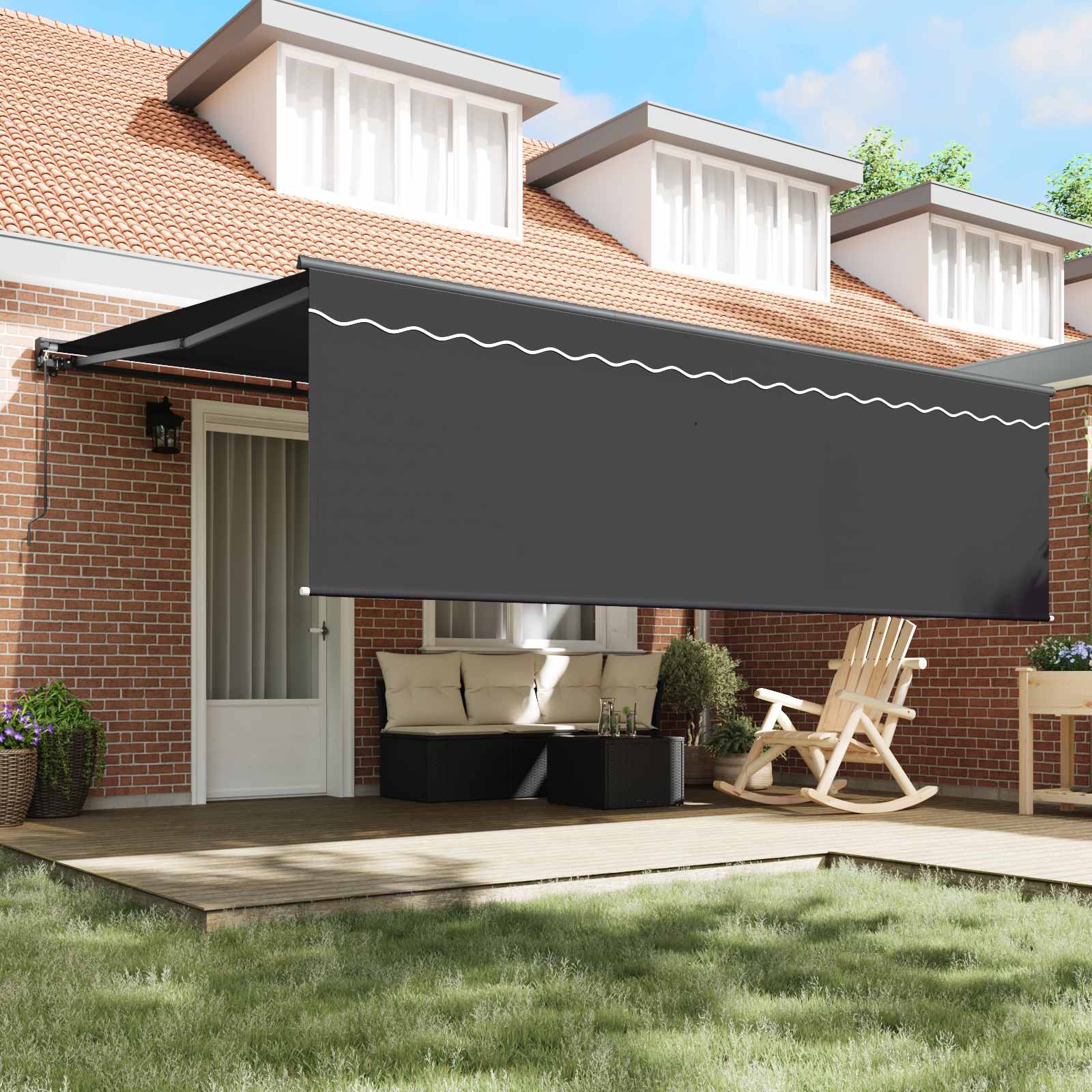 Tenda Retrattile Antracite 450 × 300 cm Poliestere e Alluminio | homemem39