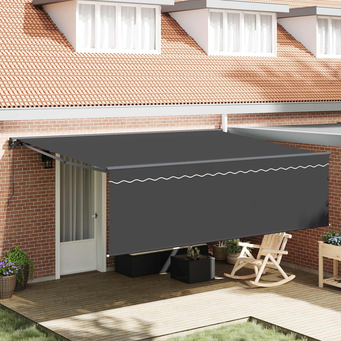 Tenda Retrattile Antracite 450 × 350 cm Poliestere e Alluminio