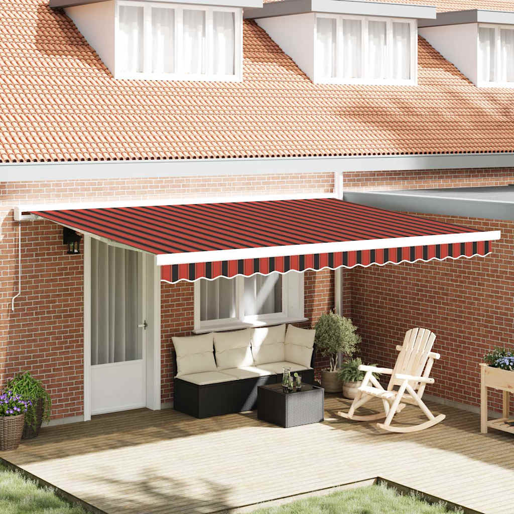 Tenda Retrattile Rosso e Nero 450 × 300 cm Tessuto e Metallo | homemem39