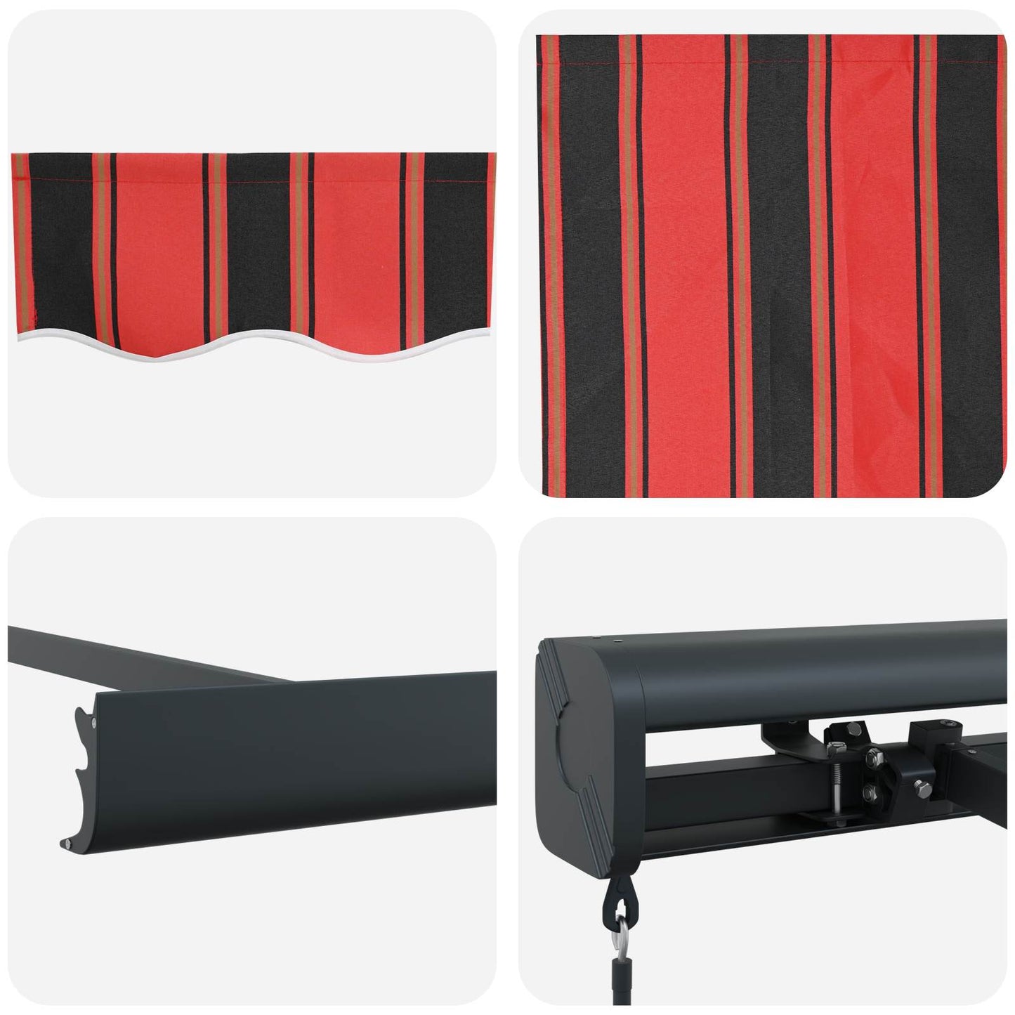 Tenda Retrattile Rosso e Nero 450 × 300 cm Tessuto e Metallo | homemem39