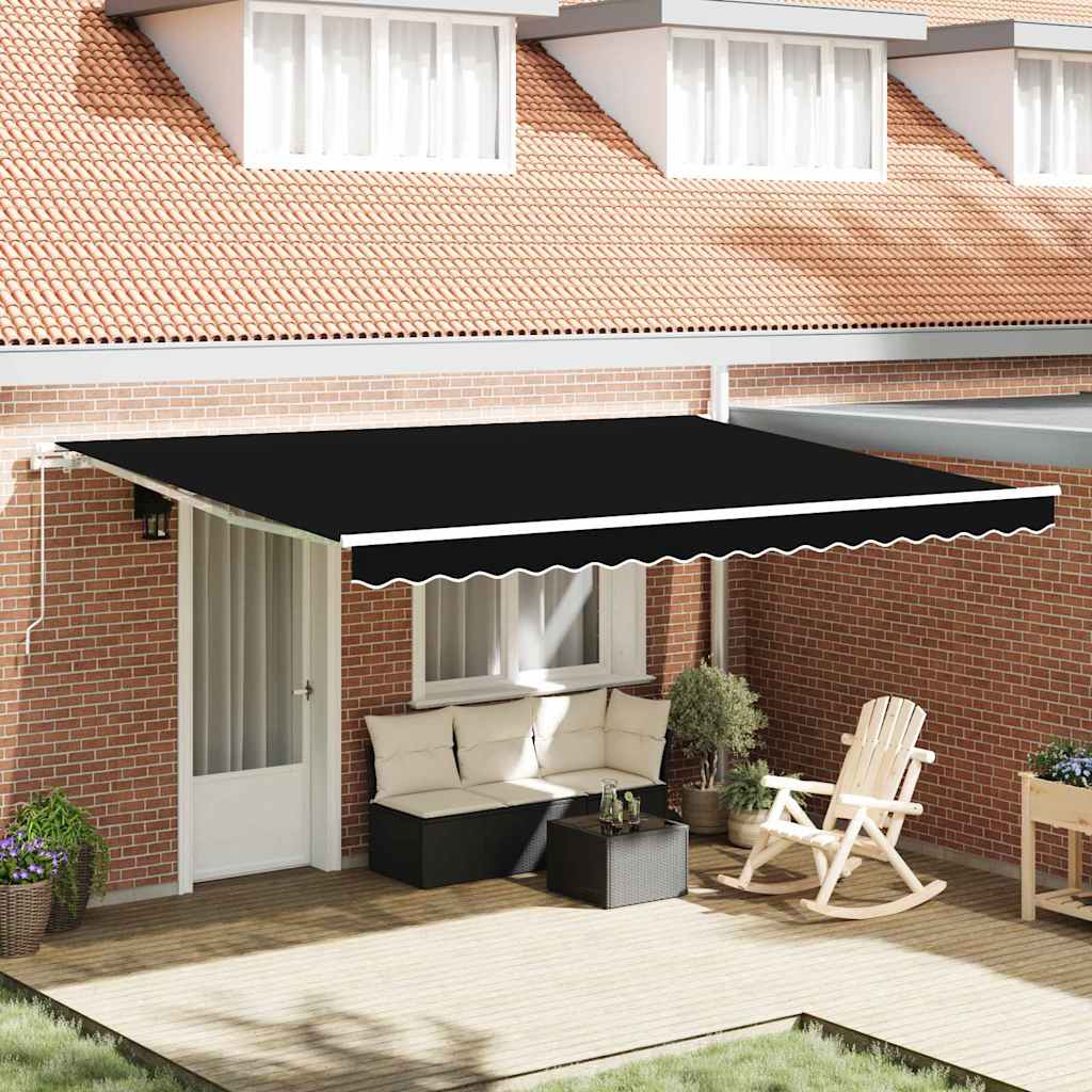 Tenda Retrattile Rigato Nero 450 × 300 cm Poliestere e Metallo - homemem39