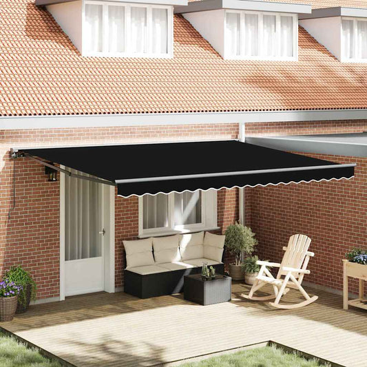 Tenda Retrattile Nero 450 × 300 cm Poliestere e Metallo