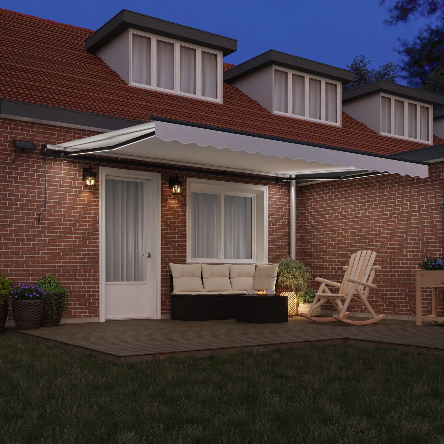 Tenda retrattile Bianco 450 × 300 cm Tessuto e Alluminio | homemem39
