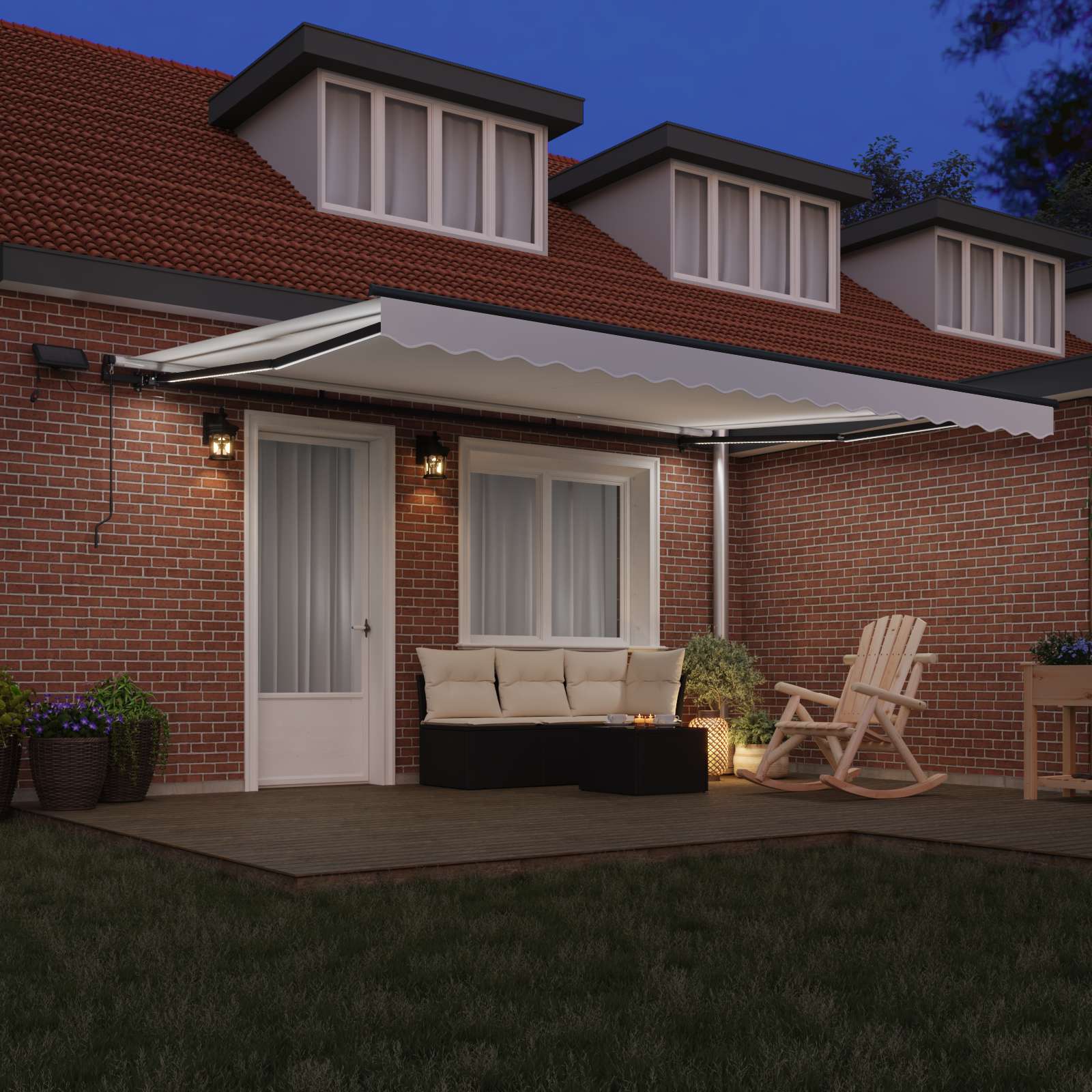 Tenda retrattile Bianco 450 × 300 cm Tessuto e Alluminio | homemem39