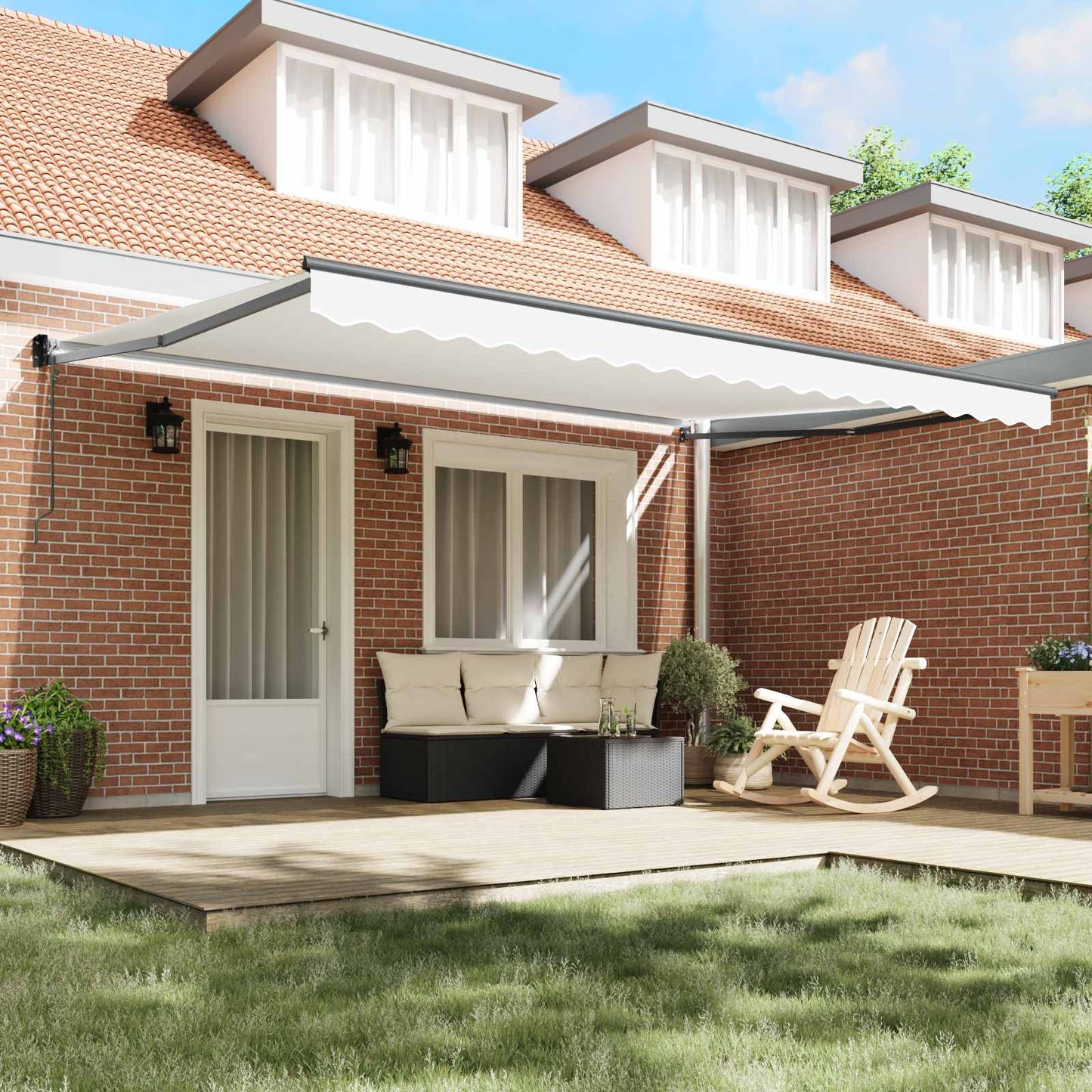 Tenda retrattile Bianco 450 x 300 x 165 cm Poliestere e Metallo | homemem39
