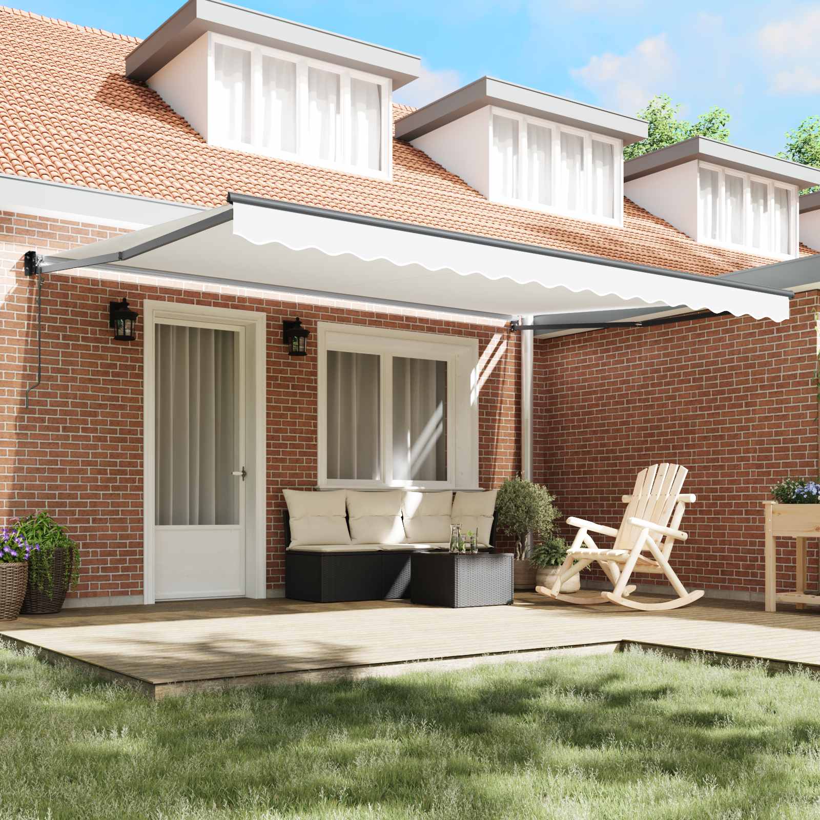 Tenda retrattile Bianco 450 x 300 x 165 cm Poliestere e Metallo | homemem39