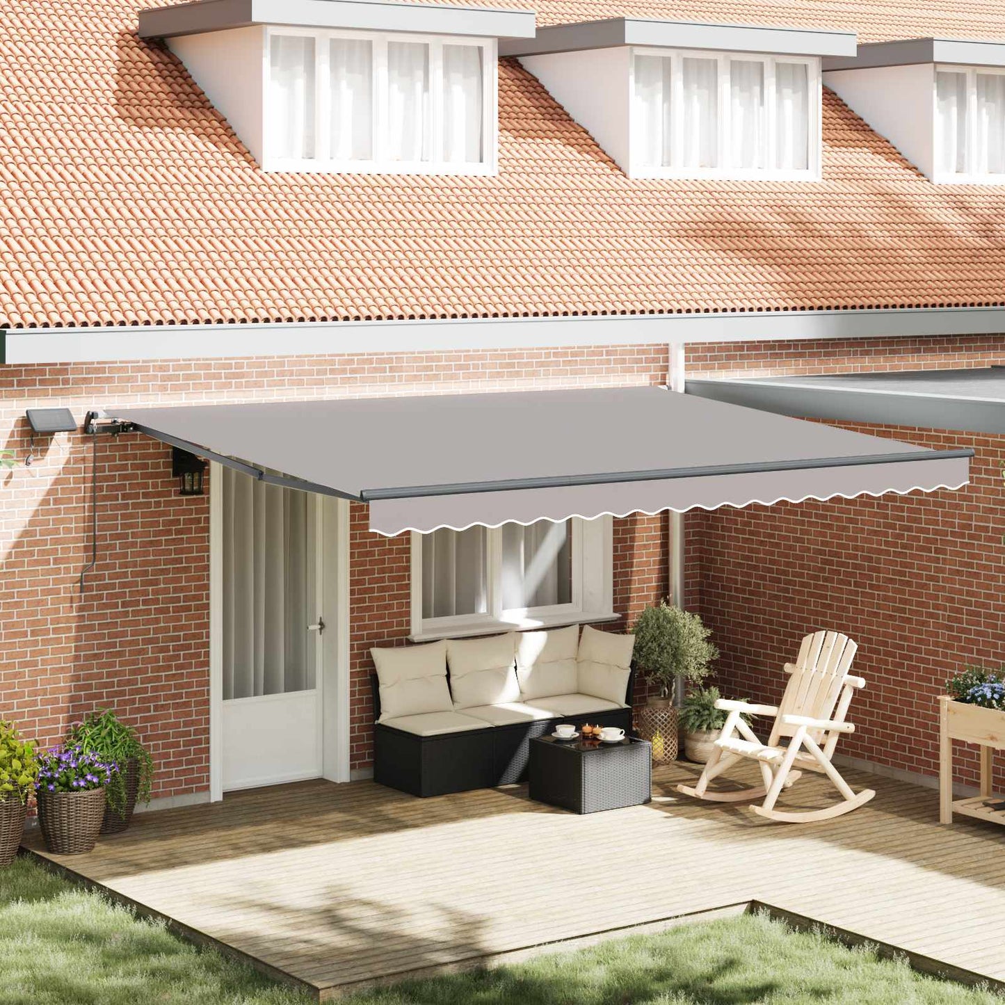 Tenda retrattile Grigio Chiaro 450 × 300 cm Tessuto e Alluminio | homemem39