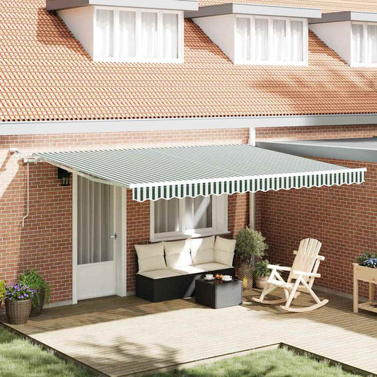 Tenda retrattile Verde e Bianco 450 × 300 cm Poliestere | homemem39