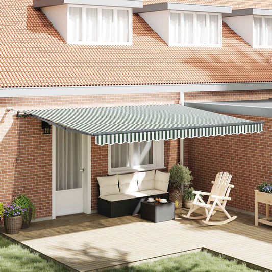 Tenda retrattile Verde e Bianco 450 × 300 cm Poliestere | homemem39