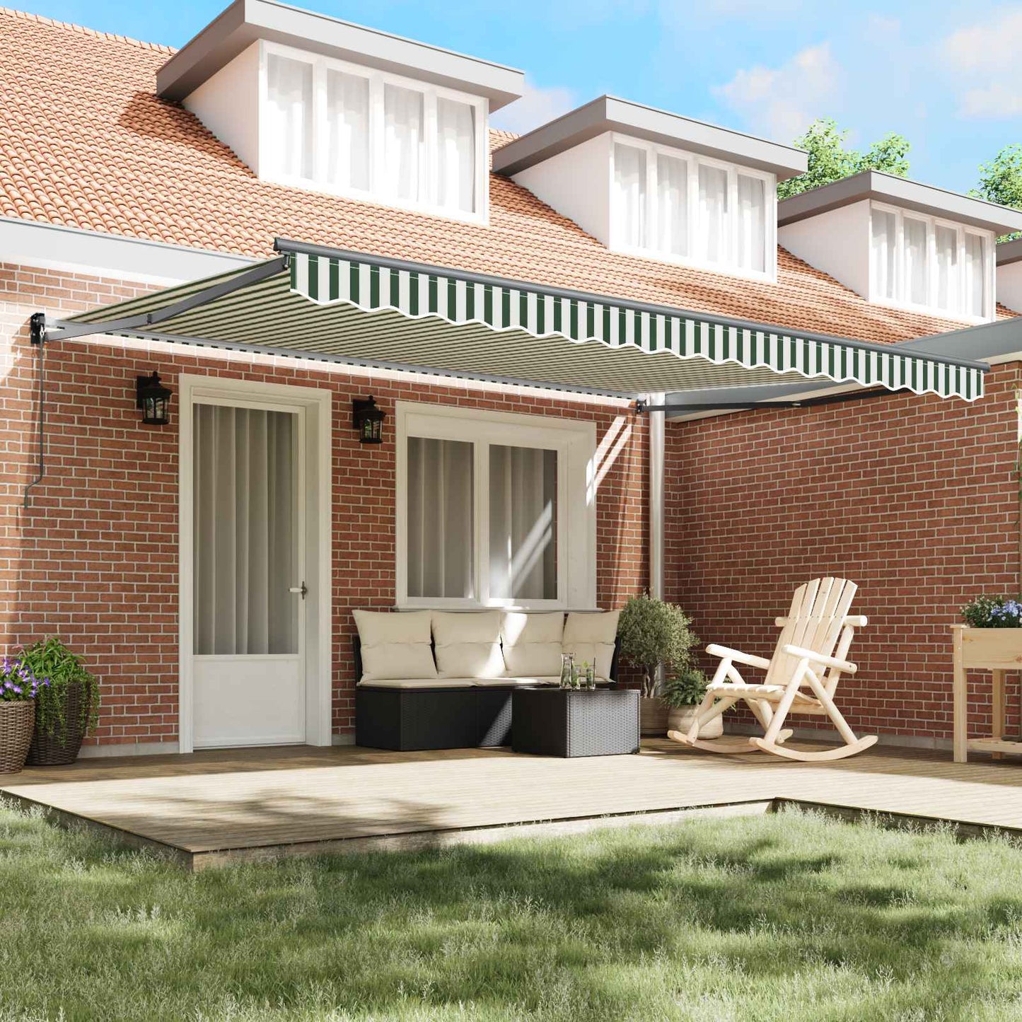 Tenda retrattile Verde e Bianco 450 x 300 x 165 cm | homemem39