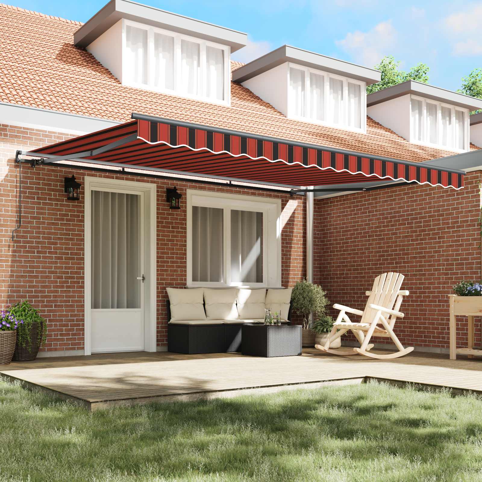 Tenda retrattile arancione e marrone 450 × 350 cm | homemem39