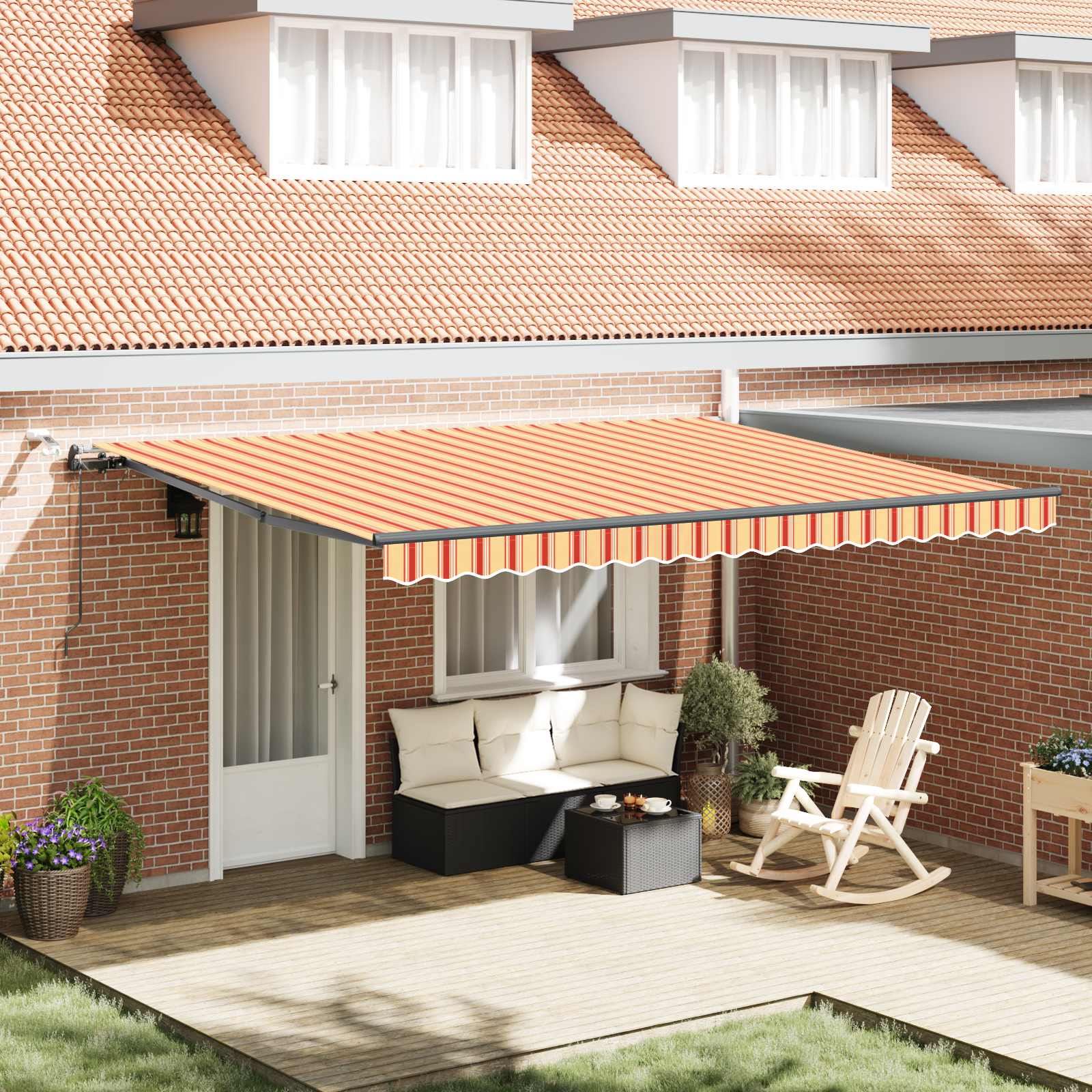 Tenda retrattile Giallo e Arancione 450 × 350 cm Poliestere | homemem39