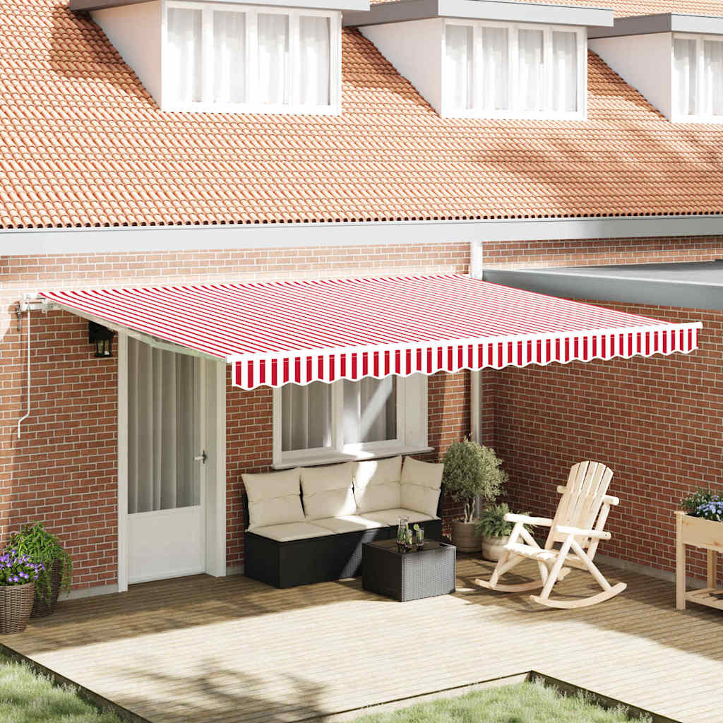 Tenda Retrattile 450 × 350 cm Rosso e bianco - homemem39