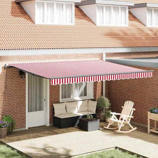 Tenda Retrattile Rosso e bianco 450 × 350 cm Tessuto - homemem39