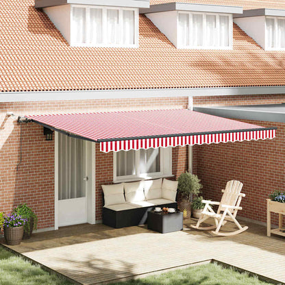 Tenda Retrattile con Rosso e bianco 450 × 350 cm Tessuto - homemem39