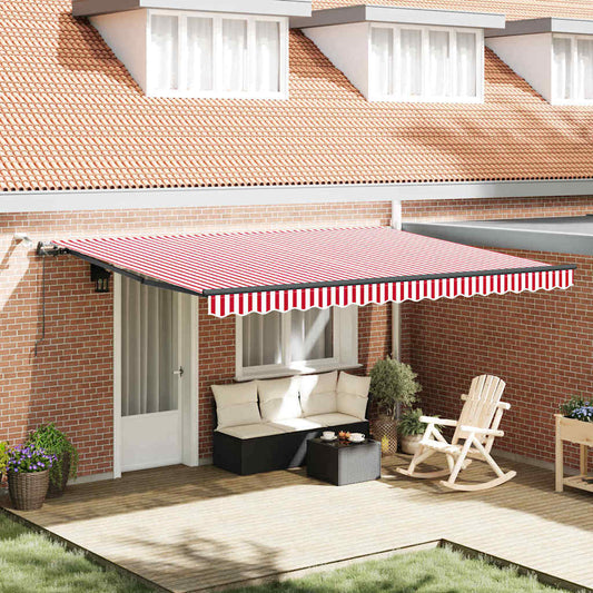 Tenda Retrattile con Rosso e bianco 450 × 350 cm Tessuto - homemem39