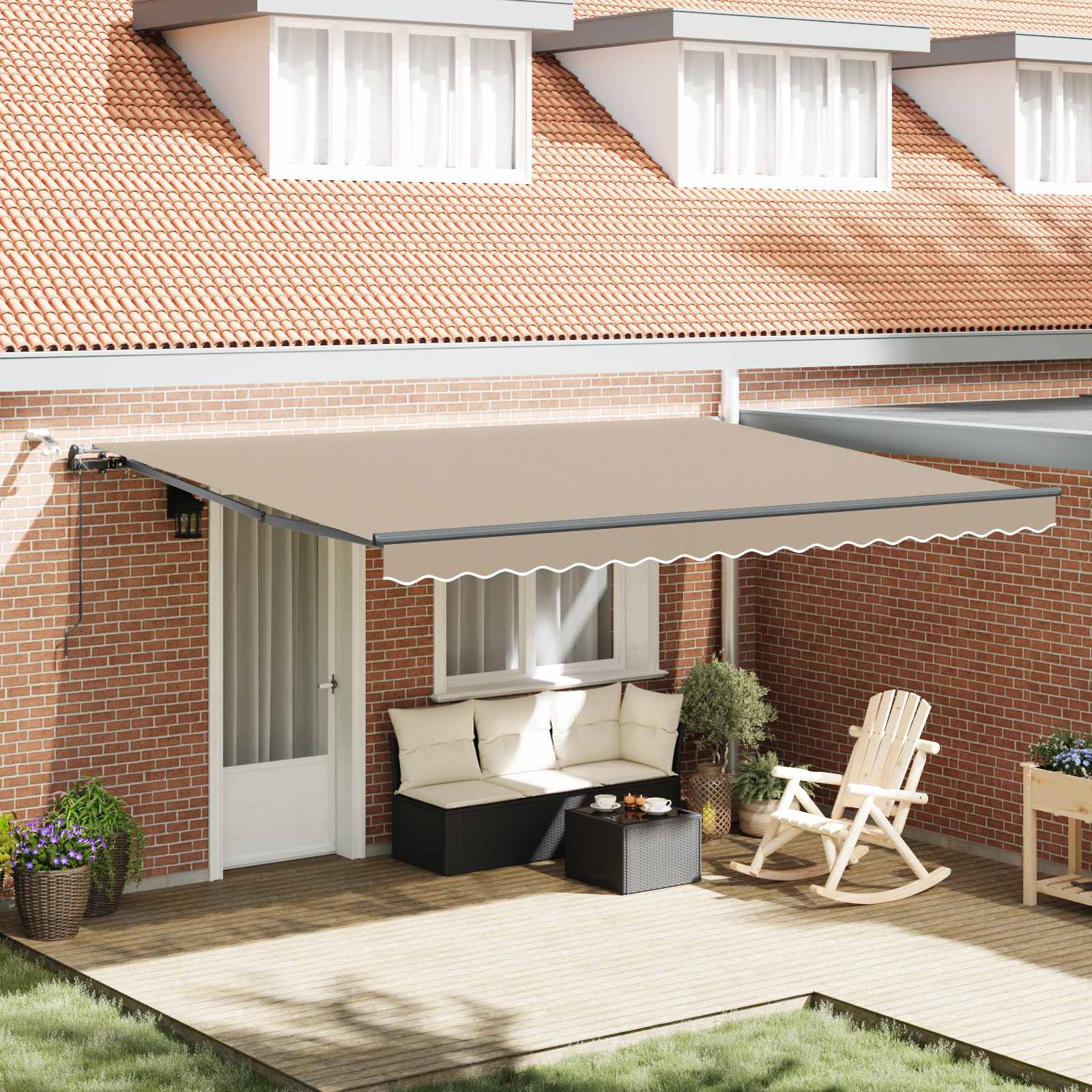 Tenda retrattile Beige 450 × 350 cm Poliestere | homemem39