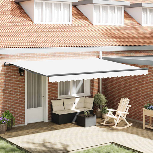 Tenda retrattile Bianco 450 × 350 cm Poliestere e Alluminio | homemem39