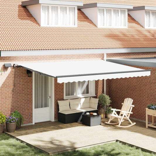 Tenda retrattile Bianco 450 × 350 cm Tessuto e Alluminio | homemem39