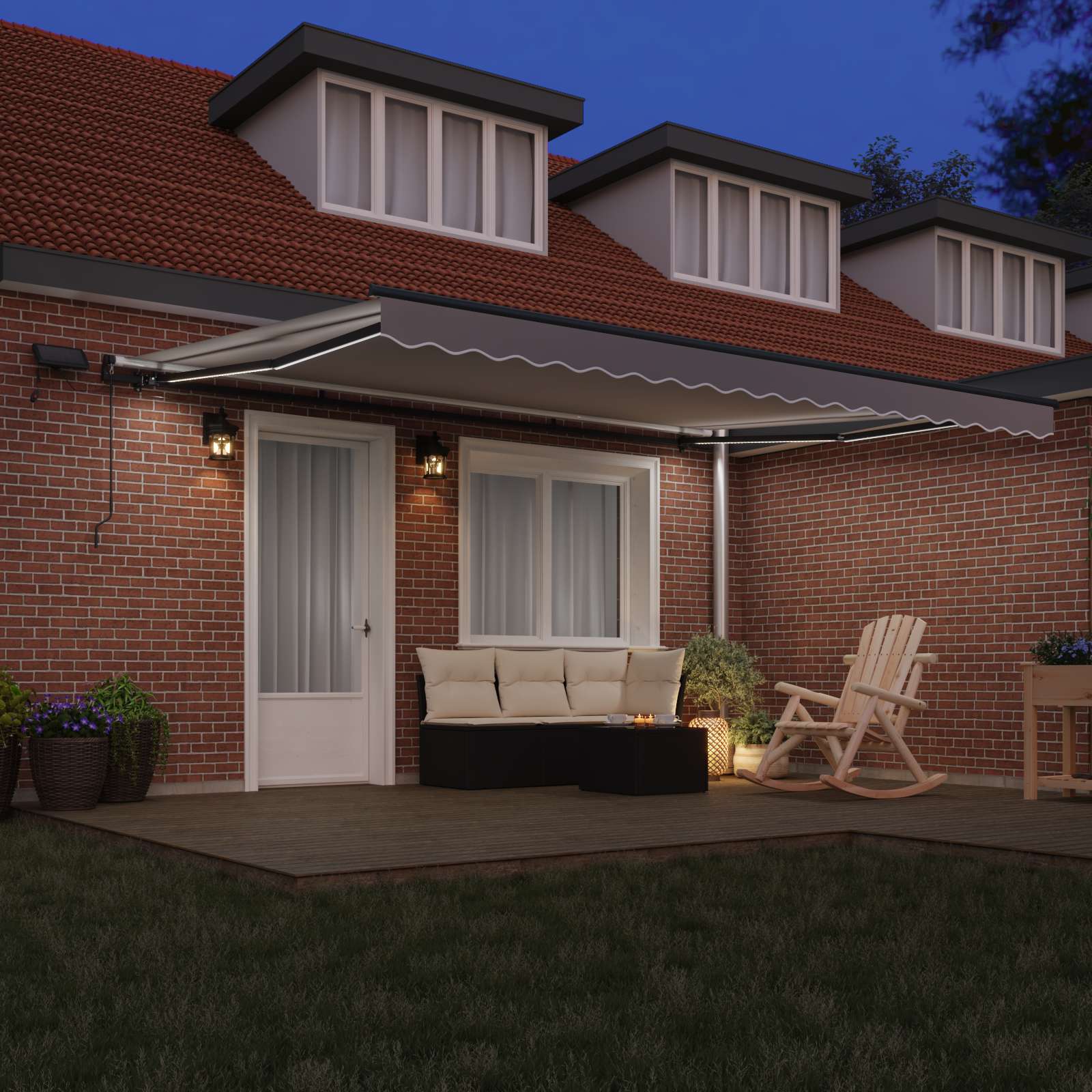 Tenda retrattile Grigio Chiaro 450 × 350 cm Tessuto e Alluminio | homemem39