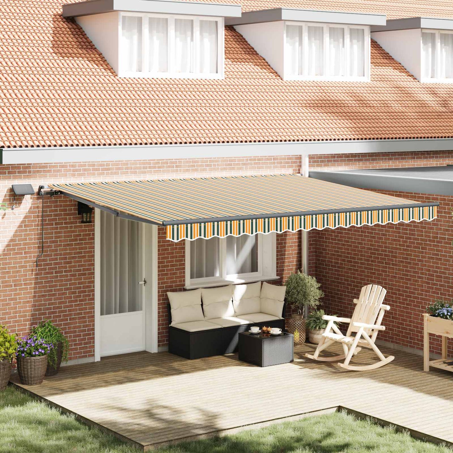 Tenda Retrattile Verde e giallo 450 ×350 cm Tessuto