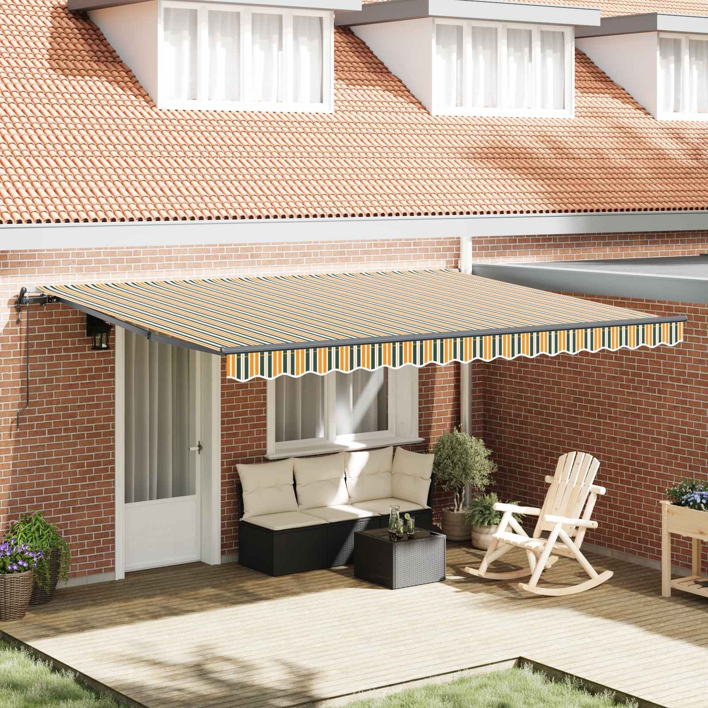 Tenda Retrattile Verde e giallo 450 × 350 cm