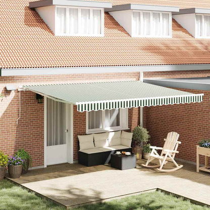Tenda Retrattile Verde e Bianco 450 × 350 cm Tessuto e acciaio