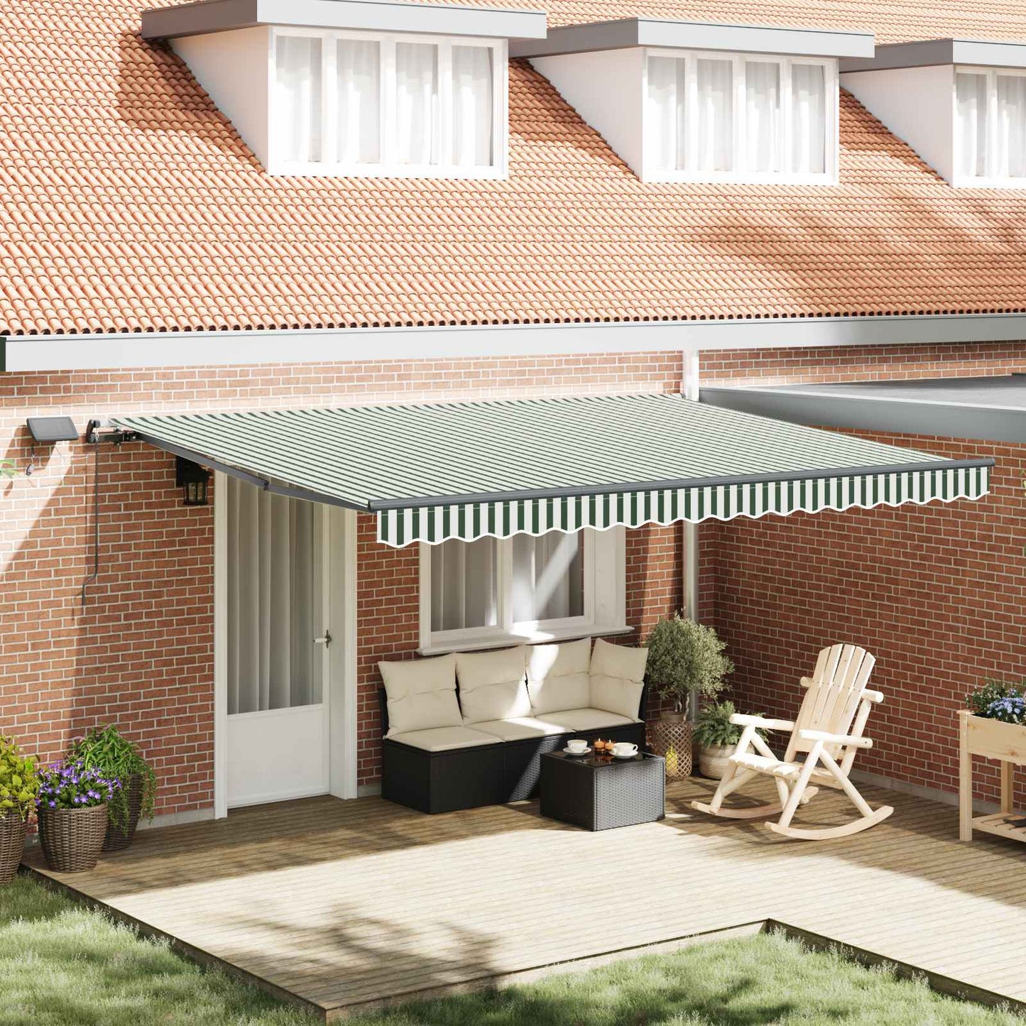Tenda Retrattile Verde e bianco 450 ×350 cm Tessuto