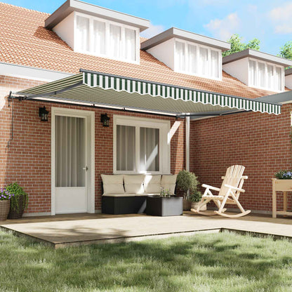 Tenda Retrattile Verde e Bianco 450 × 350 cm | homemem39